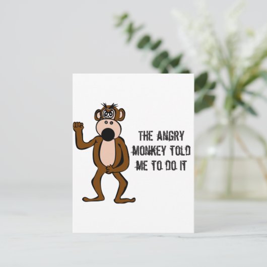 Der wütende Affe hat mir gesagt, es zu tun Postkarte (Stehend Vorderseite)