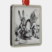 Der wütende Hutmacher und die März-Hasen Silbernes Ornament (Rechts)