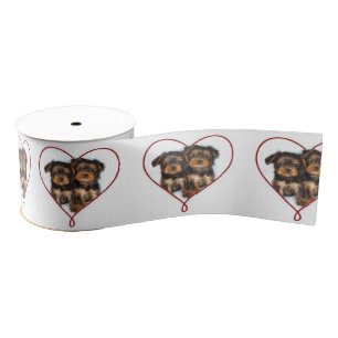 Der Yorkie des Valentinsgrußes Terrierhund 3" Ripsband