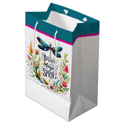 Der Zauber der Blumen des Frühlings Mittlere Geschenktüte (Vorderseite Schrägansicht)