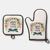 Der Zauber der Blumen des Frühlings Ofenhandschuh & Topflappen-Set (Vorderseite)