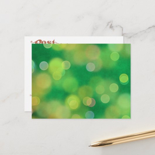 Der Zauber des Weihnachtsmusters (grün) Postkarte (Vorderseite/Rückseite Beispiel)