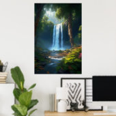 Der Zauber eines schönen Waldfalles Poster (Heimbüro)