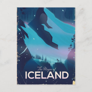 Der Zauber Islands Reiseplakat Postkarte