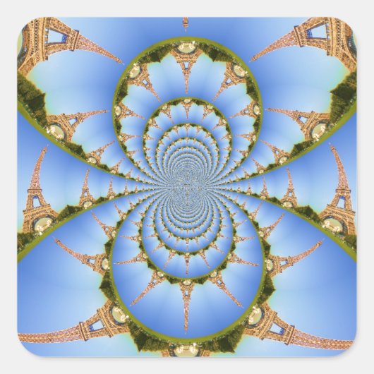 Der Zauber von Paris: Geometrisches Eiffelturm-Des Quadratischer Aufkleber (Vorderseite)