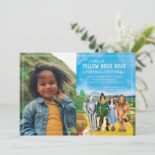 Der Zauberer von Oz Birthday - Foto Einladung (Stehend Vorderseite)