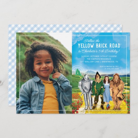 Der Zauberer von Oz Birthday - Foto Einladung (Vorne/Hinten)