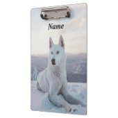 Der zauberhafte Weiße Husky-Hund im Schnee Klemmbrett (Links)