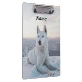 Der zauberhafte Weiße Husky-Hund im Schnee Klemmbrett (Rechts)