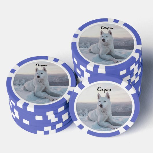 Der zauberhafte Weiße Husky-Hund im Schnee Pokerchips (Stapel)