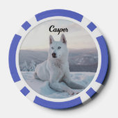 Der zauberhafte Weiße Husky-Hund im Schnee Pokerchips (Rückseite)