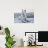 Der zauberhafte Weiße Husky-Hund im Schnee Poster (Heimbüro)