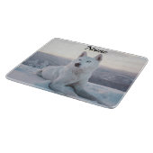 Der zauberhafte Weiße Husky-Hund im Schnee Schneidebrett (Ecke)
