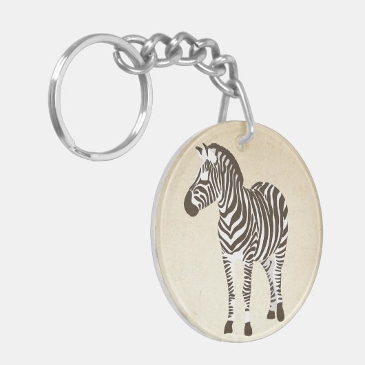 Der Zebra-Farbblock Schlüsselanhänger (Vorderseite links)