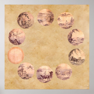 Der zehn Oxherding Zen Poster