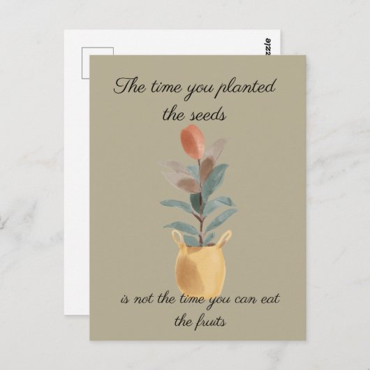 Der Zeitpunkt, zu dem Sie die Samen-Angabe Pflanze Postkarte (Vorne/Hinten)