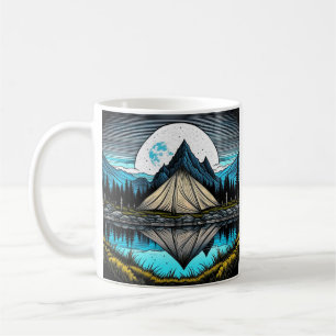 Der Zelt am See im Gebirge Kaffeetasse