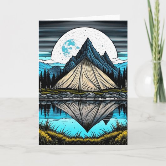 Der Zelt am See im Gebirge Karte (Vorderseite)