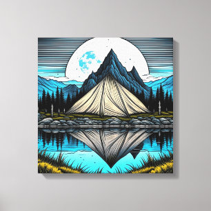 Der Zelt am See im Gebirge Leinwanddruck