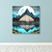 Der Zelt am See im Gebirge Leinwanddruck (Insitu (Holzboden))