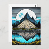 Der Zelt am See im Gebirge Postkarte (Vorne/Hinten)