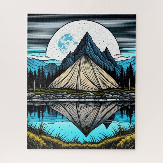 Der Zelt am See im Gebirge Puzzle (Vertikal)