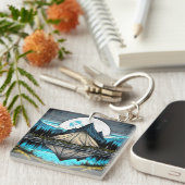 Der Zelt am See im Gebirge Schlüsselanhänger (Vorderseite rechts)