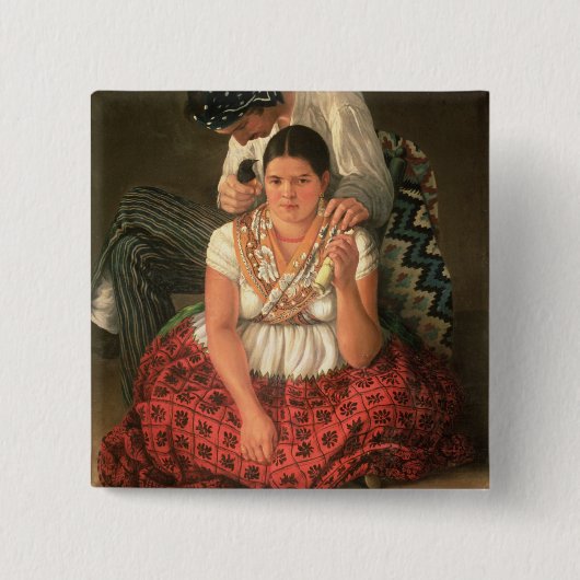 Der Zigeunerjunge und das Mädchen, (Öl auf Button (Vorderseite)
