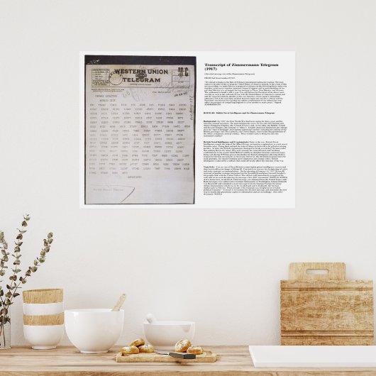 Der Zimmermann Telegramm Telegraph mit Transkript Poster (Küche)