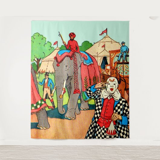 Der Zirkus kommt zum Stadtbild Wandteppich (Vorderseite)