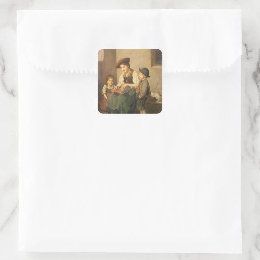 Der Zither Player Quadratischer Aufkleber (Tasche)