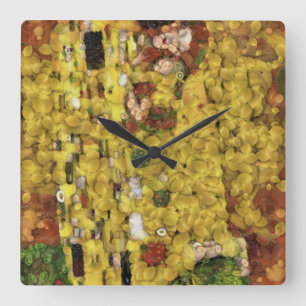 Der Zitronenkuss-Gemüse-Decoupage-Spoof-Kunst Quadratische Wanduhr