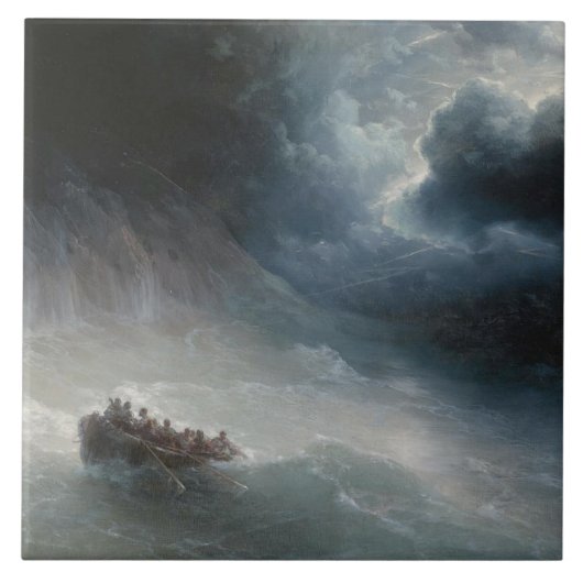Der Zorn der Meere (von Ivan Aivazovsky) Fliese (Vorderseite)
