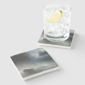 Der Zorn der Meere (von Ivan Aivazovsky) Steinuntersetzer (Seitenansicht)