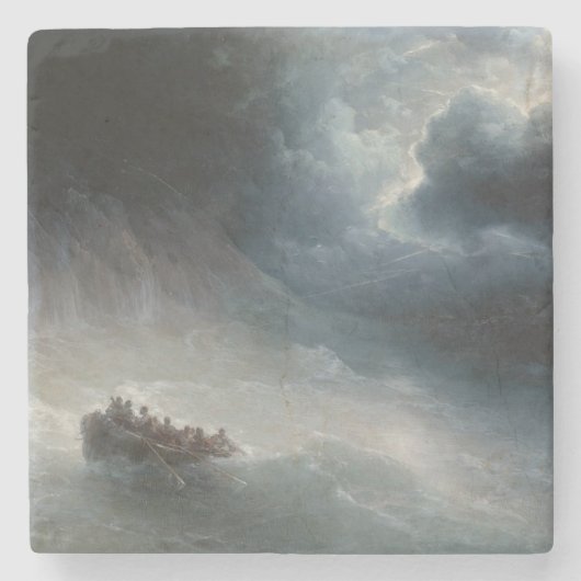 Der Zorn der Meere (von Ivan Aivazovsky) Steinuntersetzer (Vorderseite)