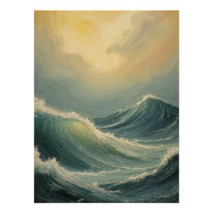 Der Zorn des Ozeans in der Morgendämmerung Poster