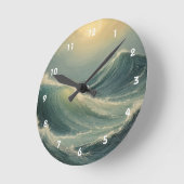 Der Zorn des Ozeans in der Morgendämmerung Runde Wanduhr (Winkel)