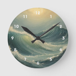 Der Zorn des Ozeans in der Morgendämmerung Runde Wanduhr