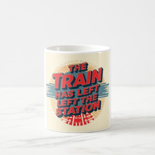Der Zug hat den Bahnhof verlassen Kaffeetasse (Mittel)