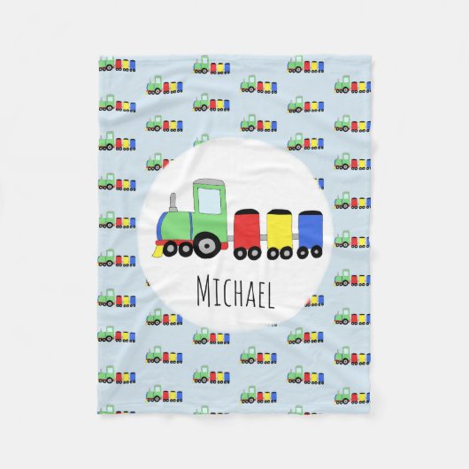 Der Zug-Muster des Jungen mit Namenskindern Fleecedecke (Vorderseite)