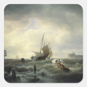 Der Zugang zum Hafen von Hellevoetsluys Quadratischer Aufkleber