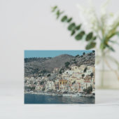 Der Zugang zum Hafen von Symi Island, Dodecan Postkarte (Stehend Vorderseite)