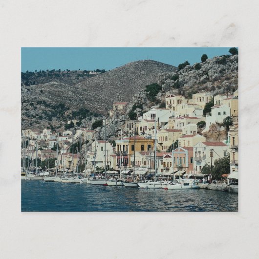 Der Zugang zum Hafen von Symi Island, Dodecan Postkarte (Vorderseite)