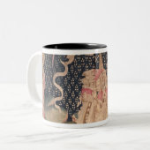 Der zweite Engel kündigt den Fall von Babylon an Zweifarbige Tasse (Vorderseite Links)