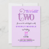 Der zweite Geburtstag Lavendel Lila rosa Sprinklen Einladung (Vorderseite)