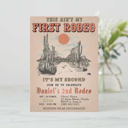 Der zweite Rodeo-Western Cowboy Ain't My First Rod Einladung (Stehend Vorderseite)