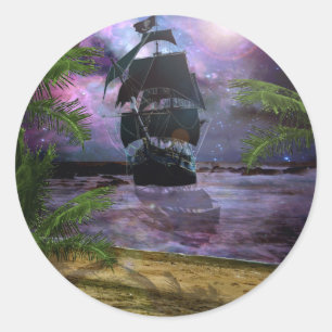 Der zweite Stern rechts Runder Aufkleber