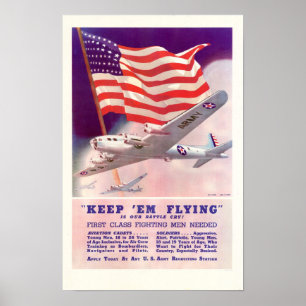 Der Zweite Weltkrieg Behielt "Em Flying" Poster