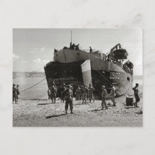 Der Zweite Weltkrieg LST am Strand, Anzio Postkarte