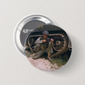 Der Zweite Weltkrieg Soldat kniet mit Garand Rifle Button (Vorne & Hinten)